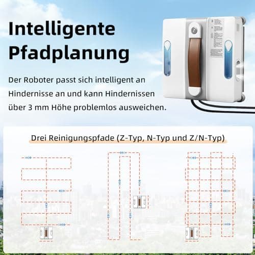 Fensterputzroboter mit Vier Düsen | Hochleistender 500 Pa Sauger | Intelligente Reinigungswege | Kantenerkennung und Aut