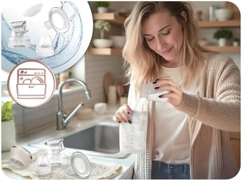 Nukido Milchpumpe Elektrisch - Elektrisch, 3 Modi, tragbar, LED-Anzeige, BPA-Frei, Silikon, Beige, Gold, Futtermilch-Spü