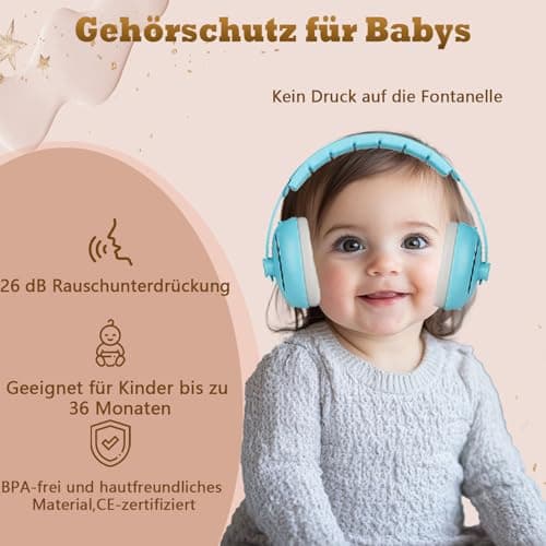 2-in-1 Gehörschutz für Babys & Kleinkinder - Lärmschutz-Kopfhörer mitANTI-SLIP-Kopfband & Verständnisverbesserter Sprach