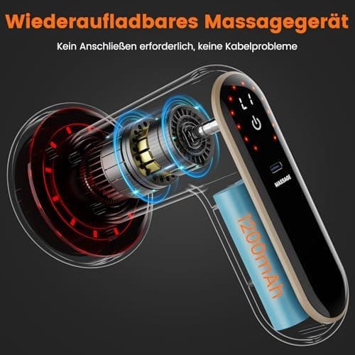 Anti-Cellulite Massagegerät - Elektrisch Akku-Lymphdrainage mit Heizung - 5 Massageköpfe - 6 Intensitätsstufen & 3 Massa