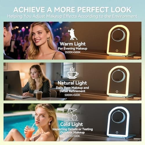 BESTOPE PRO Kosmetikspiegel mit LED-Beleuchtung für Zuhause und Reise | 10-Fach Vergrößerung, 3 Dimmbare Farblichter, Wi