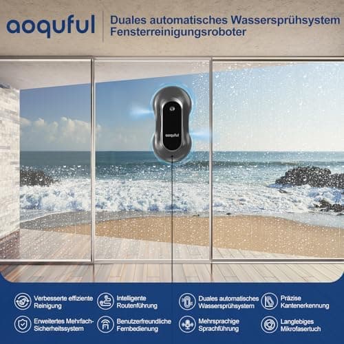 Intelligenter Fensterputzroboter, automatischer Fensterputzer mit Fernbedienung und App, grau  
Elektrischer Fensterputz