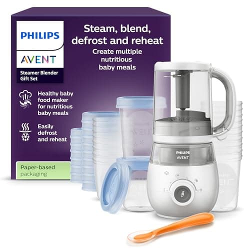 AVENT 4-in-1 Dampfgarer mit Mixer Premium für Babynahrung, Dampfgaren, Pürieren, Auftauen und Aufwärmen, spülmaschinenfe