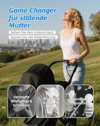 ANWIKE Elektrische Milchpumpe Handsfree für Schmerzfreies Pumpsen, ideal für Fahren und Reisen - 4 Modi 9 Stufen, 230g l