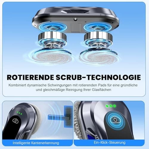 Fensterputzroboter 2025 - 6000Pa Doppeldüsen-Sprühfunktion, Kanten Erkennung und Stromausfallschutz für Fenster/Fliesen