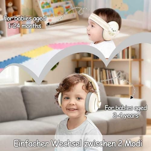Sunshine Smile Baby Gehörschutz 0-4 Jahre + Gehörschutz für Kinder + Unisex Graublottnasenmuster + Geräuschunterdrückung