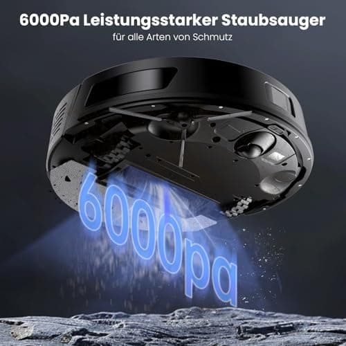 Proscenic Q8 Saugroboter Laser Navigation Steuerung über APP Leistungsstarker Staubsauger mit Wischfunktion Böden und Te