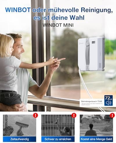ECOVACS WINBOT MINI Fensterputzroboter, kompaktes Design, 4 Reinigungsmodi