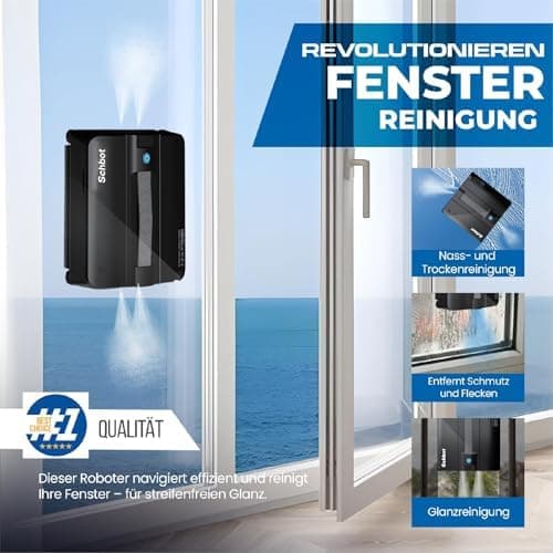 Wind X3 Fensterputzroboter - Intelligenter Sprüheroboter für Glasflächen, geeignet für Innen- und Außenseitern, ohne Rah