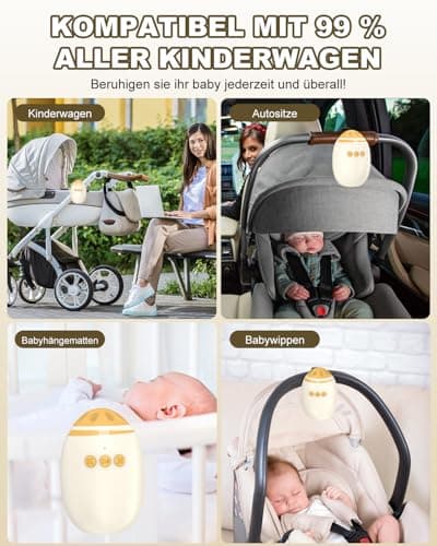 Kinderwagenschaukler White Noise Machine mit Baby Rocker - 11 Beruhigende Klänge, Wiederaufladbar & Bluetooth Funktion