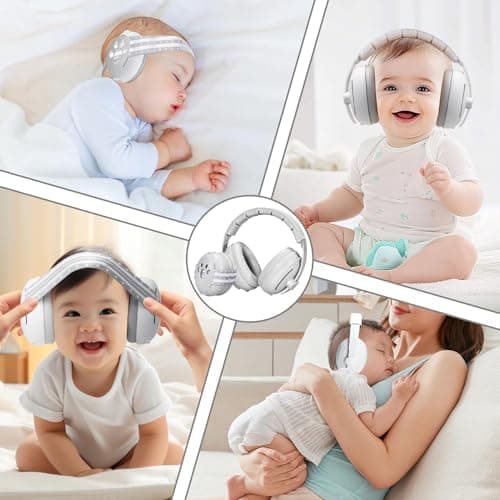 Baby Gehörschutz Schutz vor Lärm für Neugeborene, mit Rutschfester Verstellbarer Stirnbänder, ideal zum Schlafen und Re