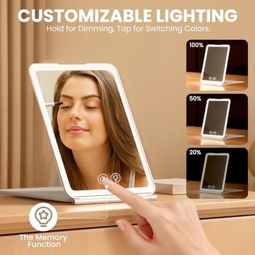 Kosmetikspiegel mit Beleuchtung 72 LED Dimmbar 3 Farbensuitcase-Friendly 1500mAh USB Aufladbar für Schminktisch und Reis