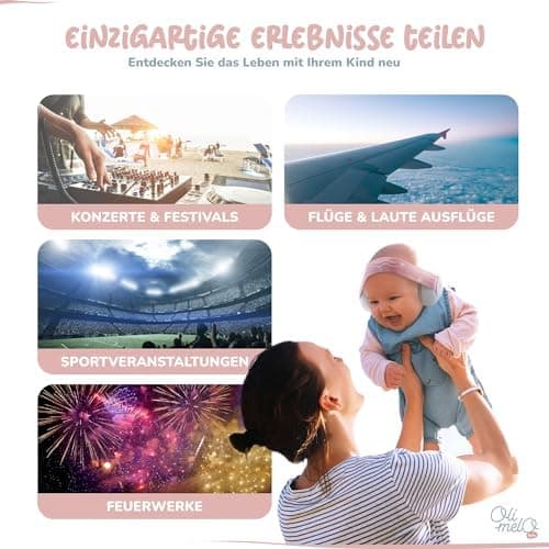 Hörfond Schutz für Babys -Baby Kopfhörer mit Lärmschutz bis 34 dB - CE-Zertifiziert - Rutschfeste Verstellbare Stirnbänd