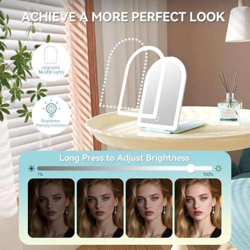 BESTOPE PRO Kosmetikspiegel mit LED-Beleuchtung für Zuhause und Reise | 10-Fach Vergrößerung, 3 Dimmbare Farblichter, Wi