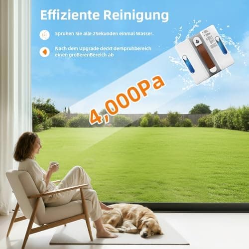 Fensterputzroboter mit Vier Düsen | Hochleistender 500 Pa Sauger | Intelligente Reinigungswege | Kantenerkennung und Aut