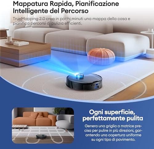 Ultenic Saugroboter mit LiDAR Navigation und Wischfunktion, ideal für Haustiere, Teppiche & Hartböden, 150 Min Laufzeit​