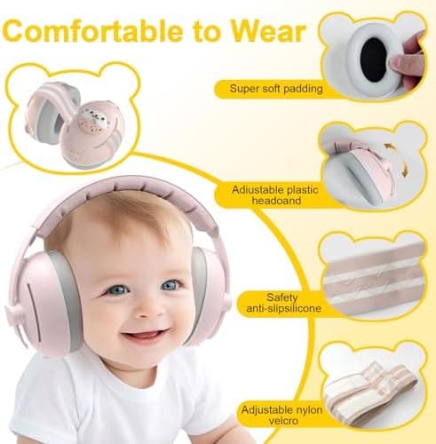 Robofun 2-in-1 Gehörschutz für Baby-Kopfhörer - Lärmschutz für neugeborene Ohren & Verstellbares Kopfband - Baby-Gehörsc