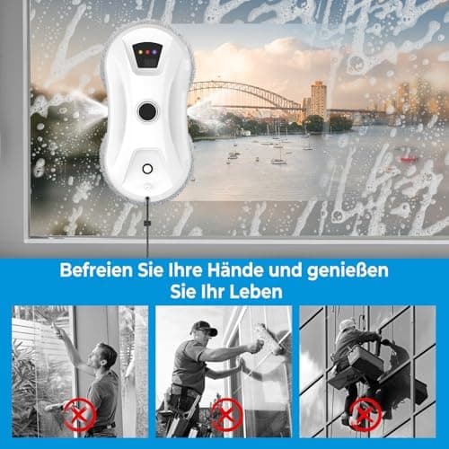 Fensterputzroboter 5600 Pa | Automatische Doppel-Sprühfunktion | 3 Reinigungsmodi | Glas und Spiegel | Sicherheitssystem