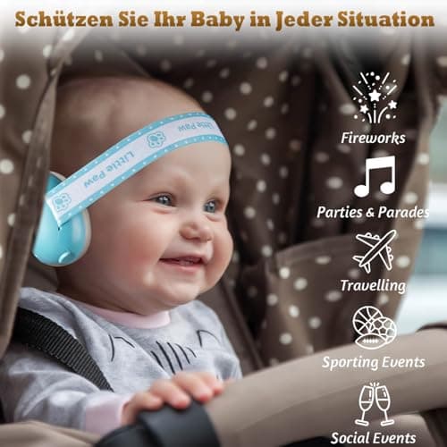 2-in-1 Gehörschutz für Babys & Kleinkinder - Lärmschutz-Kopfhörer mitANTI-SLIP-Kopfband & Verständnisverbesserter Sprach