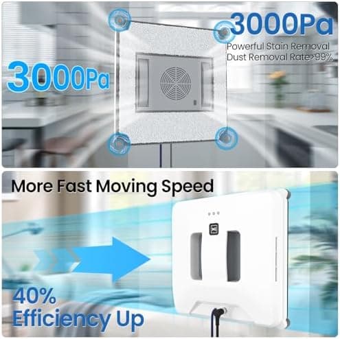 Fensterputzroboter 3000PA, kabellos und mit intelligentem Pfadplanungssystem für professionelle Reinigung, Fernbedienung