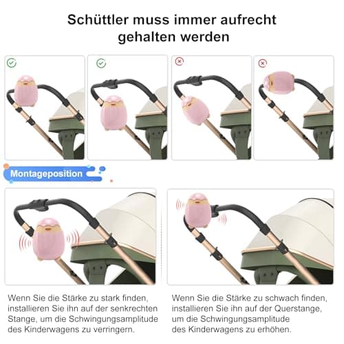 Robofun Kinderwagenschaukler - Elektrisch USB-C Aufladbar, 5 Einstellbare Schaukelintensitäten, Portabel für Babys