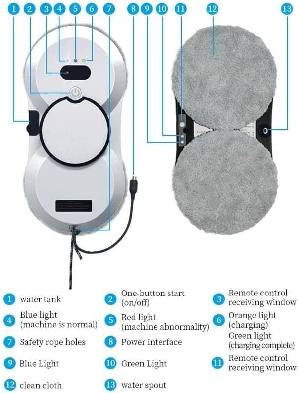 Fensterputzroboter B-brand 5600Pa Automatischer Wasserstrahl,_elektrisch mit Intelligentes Kantenerkennungssystem, für I