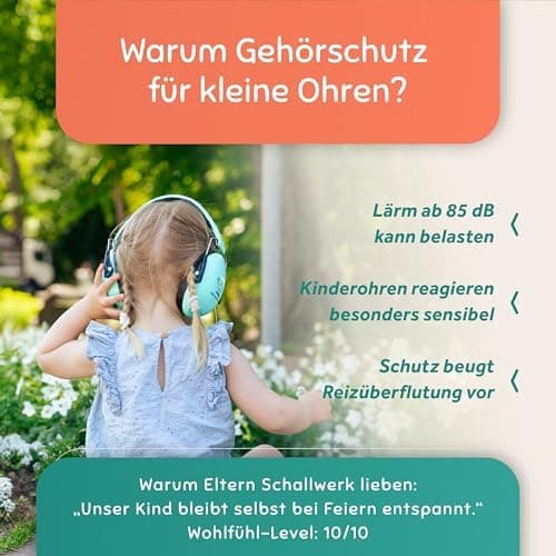 Schallwerk® Kids Gehörschutz Minty Blue - Hochwertiger Lärmschutz für Kindermini-Ohrenschützerideal für Alltags- und Eve