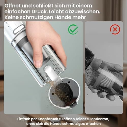 Akku Staubsauger Kabellos mit 6000Pa Saugkraft für Hartböden und Teppiche