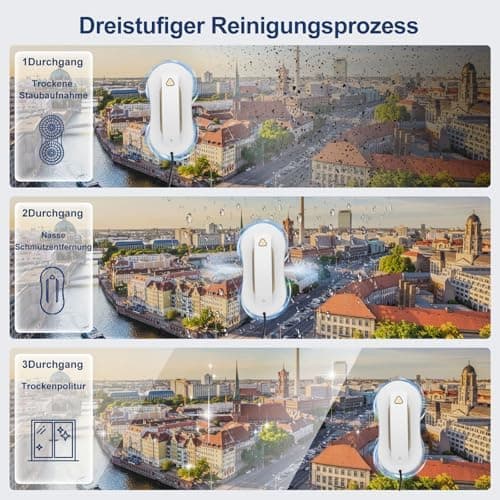 Elektrischer Fensterputzer mit Doppelsprühfunktion - Automatischer Fensterreiniger Roboter für Innen- & Außenfenster, Fe