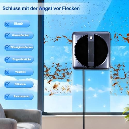 Robofun Fensterputzroboter Reinigungstuch W36D, 6 Stück, Wiederverwendbar, Quadratischer Mikrofaser Pad, Ideal für Fenst