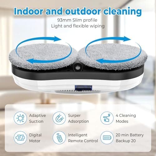 Fensterputzroboter mit Sprühfunktion Automatischer 5600Pa Elektrischer Fensterreiniger White 10x Lappen Fernbedienung In