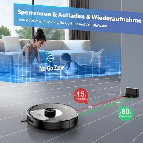 Tikom L8000 Pro - 6000PA Staubsauger Robot mit LiDAR-Navigation und 150Min Einsatzzeit für Saubere Tierhaare, Teppiche u