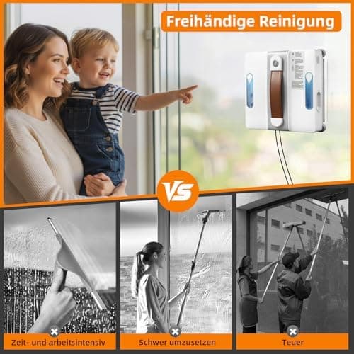 Fensterputzroboter mit Vier Düsen | Hochleistender 500 Pa Sauger | Intelligente Reinigungswege | Kantenerkennung und Aut