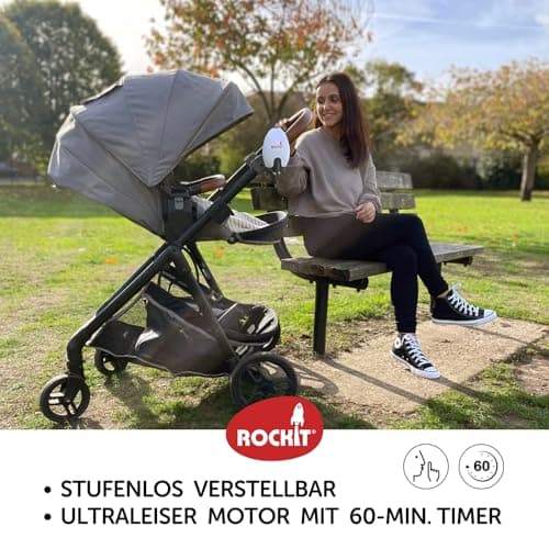 ROCKIT Kinderwagenschaukler SET - Das Original für einschlafnde Bälle - wiederaufladbar via USB, stufenlos einstellbar &