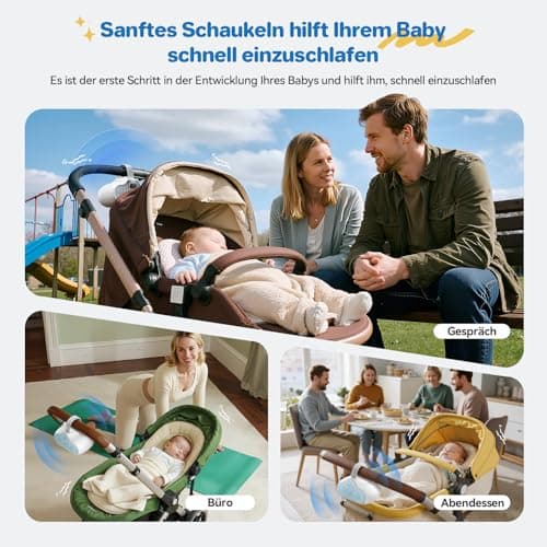 Robofun Kinderwagenschaukler, Einschlafhilfe für Baby, USB-C Wiederaufladbar