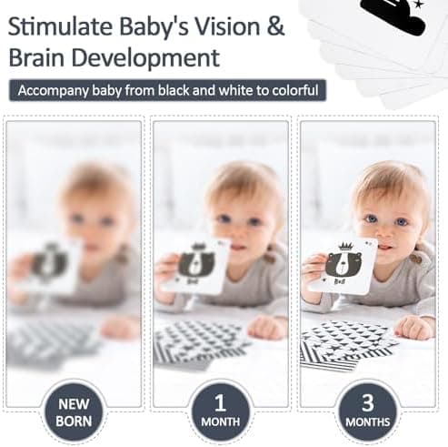 Joyreal Kinderwagen Spielzeug Schwarz-Weiß Kontrastbuch für Neugeborene Sensorik Training