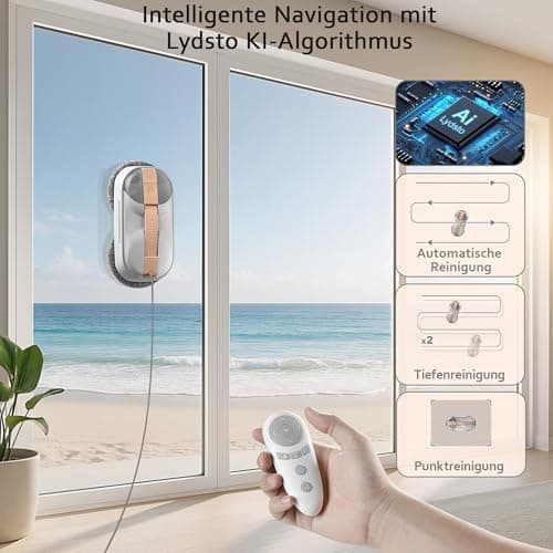 Lydsto WL09 Fensterputzroboter Automatische Doppel-Sprühfunktion 6000Pa Elektrischer Fensterreiniger 80ML Tank Koffer-Ve