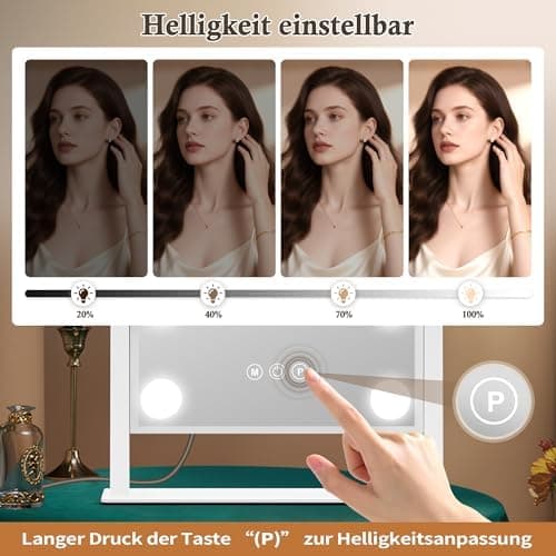 Schönheitsspiegel mit Beleuchtung 30x36 cm 9 LED Lichtmodi 40-fach Vergrößerung Schlafzimmer Schminktisch
| Hollywood S