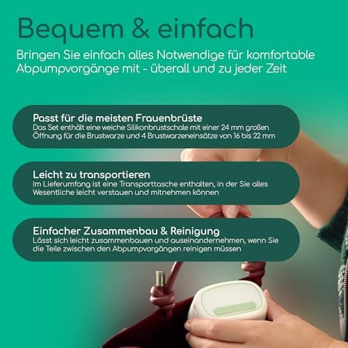 Bebeconfort Diskrete Milchpumpe Handsfree - Elektrisch, leises Abpumpen (51db), langlebiger Akku