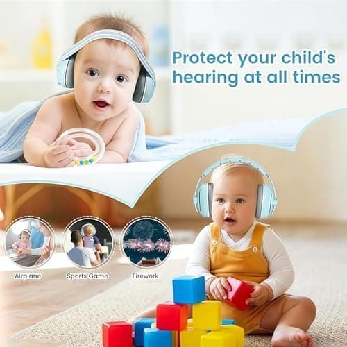 Sunshine Smile Baby Gehörschutz 0-4 Jahre + Gehörschutz für Kinder + Unisex Graublottnasenmuster + Geräuschunterdrückung