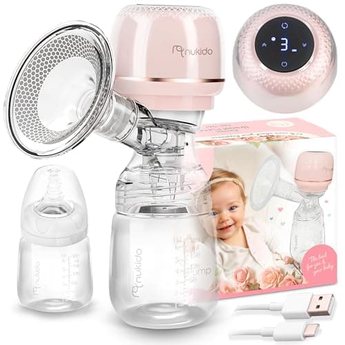 Nukido Milchpumpe Elektrisch - Elektrisch, 3 Modi, tragbar, LED-Anzeige, BPA-Frei, Silikon, Beige, Gold, Futtermilch-Spü