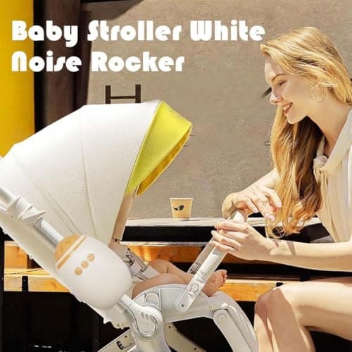 Baby Rocker Kinderwagenschaukler - Wiederaufladbar mit White Noise Machine, Einschlafhilfe für Beruhigende Klänge, Tragb