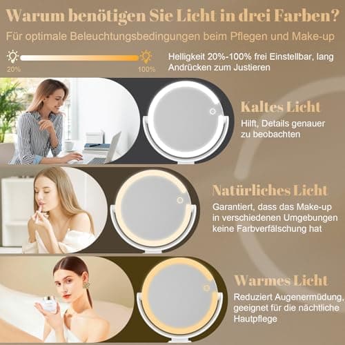 Robofun Kosmetikspiegel 10-fache Vergrößerung mit Beleuchtung für professionelle Make-up-Anwendungen
| Robofun Dimmbare