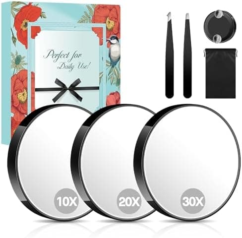MIYADIVA 20X 30X 40X Vergrößerungsspiegel Set für Frauen - Reise, Bad und Zuhause mit Saugnapf, 9cm Kleiner Spiegel und