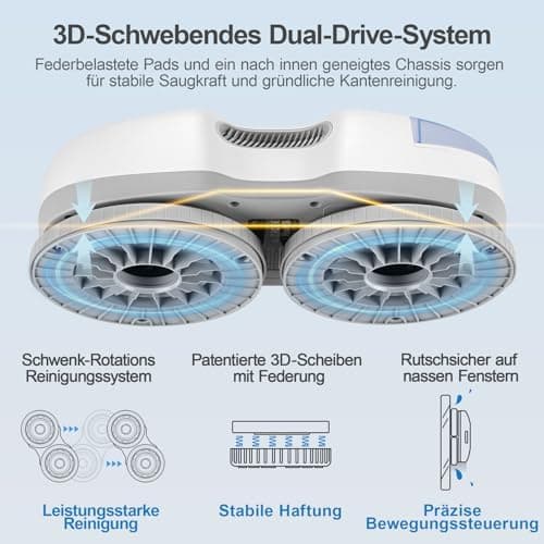 Hutt S7 Fensterputzroboter - 5500 Pa Saugkraft, 3D Schwebepad, 80 ml Tank, 8× Reinigungslappen
