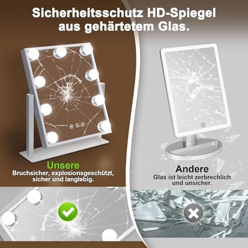 Hollywood-Spiegel mit Beleuchtung - Vanity Mirror 9 LED - 360° Drehung -Touch Dimmbar - Perfekter Schminkspiegel für den