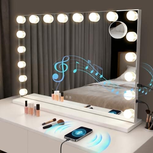 Hollywood-Spiegel mit Beleuchtung - Vanity Mirror 9 LED - 360° Drehung -Touch Dimmbar - Perfekter Schminkspiegel für den