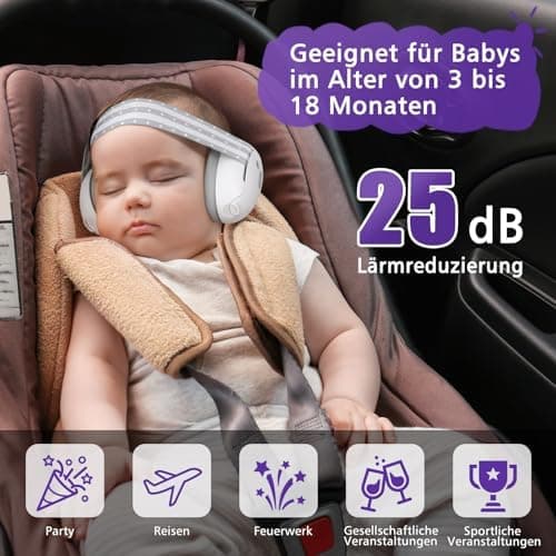 Baby Gehörschutz Kopfhörer mit Geräuschunterdrückung 0-2 Jährige Alltag & Events Ideal