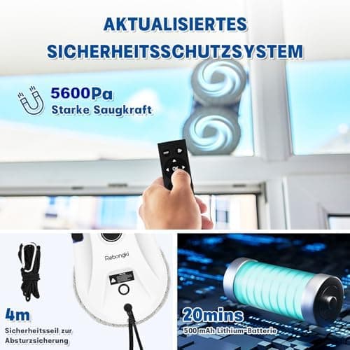 Elektrischer Fensterputzroboter 5600Pa 3-Modi Automatische Wasserstrahl Funktion Fernbedienung