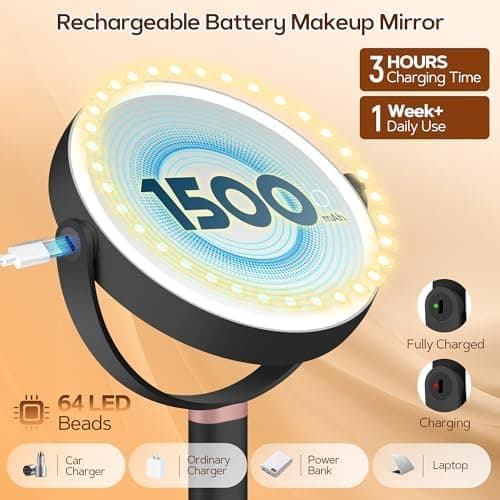Kosmetikspiegel mit Beleuchtung Global Recycled Standard  
Dreifarbiger Lichtmodus Vergrößerungsspiegel Schminkspiegel z